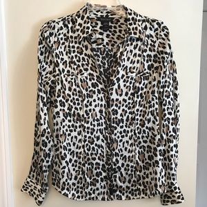 White House Black Market | Cheetah Silk V-neck, 4